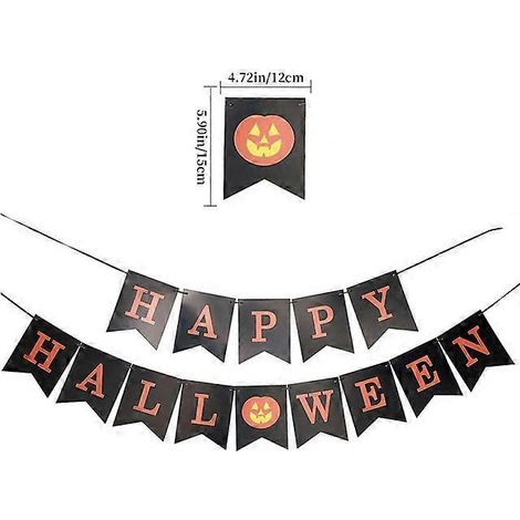 Décoration de fête d'Halloween : Guirlande lumineuse « Joyeux Halloween » citrouille en papier, accessoires de bricolage, décoration de bar maison hantée, style 1 S (1/5)
