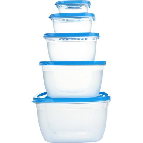 Boîte De Rangement Pour Micro-ondes - Rondes Et Carrées - Avec Couvercle Étanche - Pour Repas Et Étudiants - Lot De 5 (1/5)