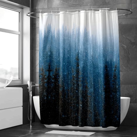 Rideau de douche motif encre oiseaux volants, tissu imperméable, 90x180 cm