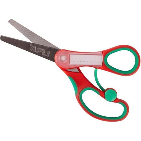Ciseaux scolaires - Enfant - Avec étiquette pour le prénom - 13,5cm - Rouge (1/5)
