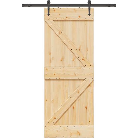 Puerta corredera con herrajes madera maciza de pino 80x210 cm vidaXL (1/5)