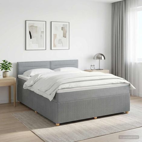 Cama box spring con colchón Gris Claro 140 x 190 cm Tela (1/5)