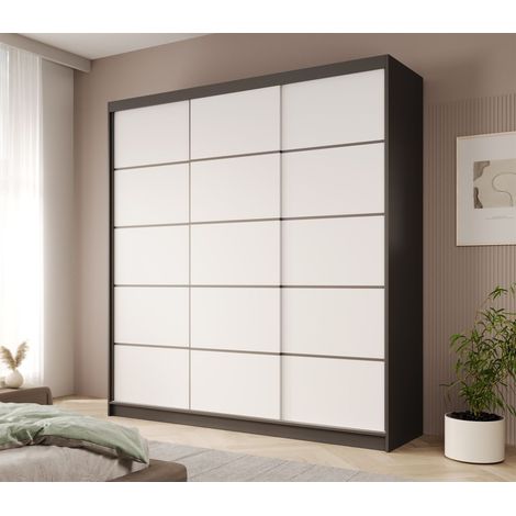 Schiebetürenschrank Schrank Nr.445 in Schwarz- Weiss matt 200x215x58 cm (1/4)