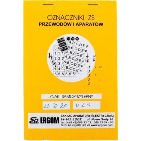 Selbstklebende Schilder ZS D20/UZK E04ZP-0203040420