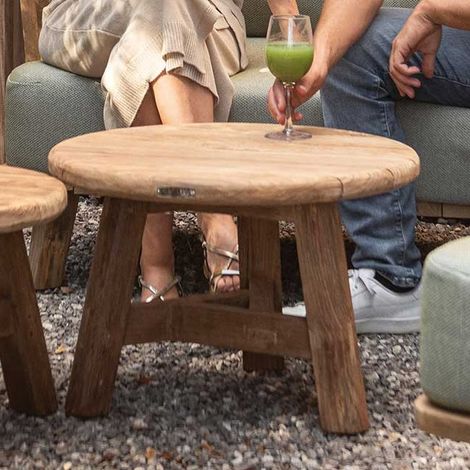 Table d&039appoint Ferdau Gescova - Teck recyclé Ø80 cm - Brun (1/5)