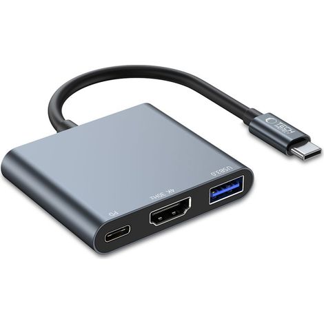 HUB 3 en 1 USB-C a USB-A Divisor USB-C PD 100W HDMI 4K 30Hz - Gris (1/5)