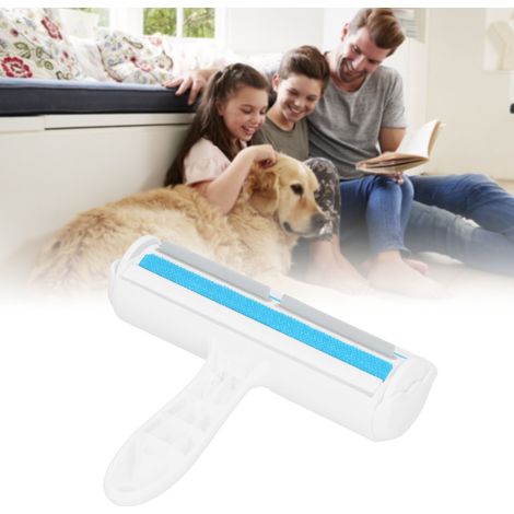 Brosse flottante pour enlever les poils d'animaux, brosse de nettoyage à une main pour chats et chiens (bleue) (1/5)