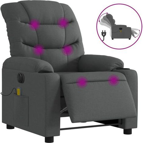 Chaise-longue électrique de massage en tissu gris foncé – Réglable en hauteur, fonction chauffage dorsale, inclinaison 0-180°, design ergonomique pour relaxation profonde (1/5)