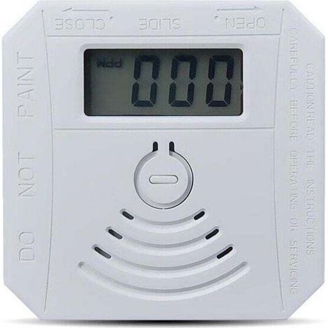 Détecteur de gaz Détecteur de fumée de monoxyde de carbone combiné Détecteur de fumée CO à piles avec écran d'affichage LED Flash Alarme sonore Motif d'avertissement sonore - blanche