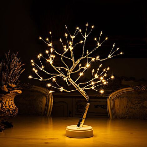 Arbre bonsaï LED blanc chaud avec imitation perle, 36 LED, décoration intérieure avec télécommande (1/5)