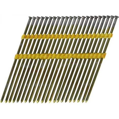 Jeu de clous, inclinaison 20°, 2,9 x 50 mm, tête ronde, annelée, noire, sur bande plastique - 2200 pièces. (1/2)