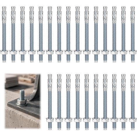 Lot de 25 chevilles pour charges lourdes M8 x 100 mm - Boulons d'ancrage en acier inoxydable galvanisé - Écrou et rondelle - Pour fenêtres, bateaux, cloisons sèches, balustrades, machines, poutres (1/5)