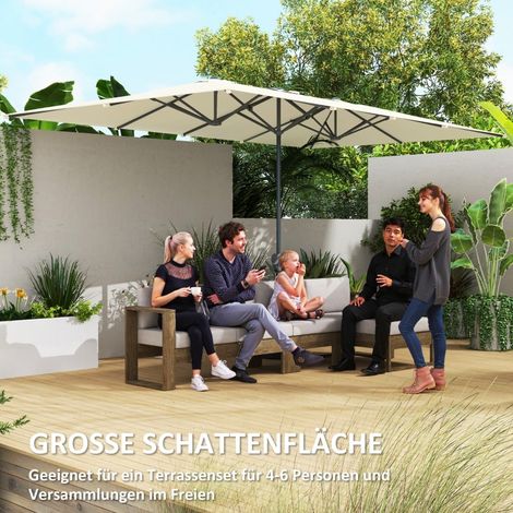 Parasol double à manivelle, 451 x 264 cm, protection UV 50+, résistant au vent, parasol de jardin, parasol de balcon, aluminium, parasol de marché, protection solaire pour balcon, terrasse, jardin, bl (1/5)