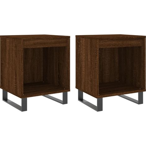 Juego de 2 mesitas de noche con compartimento abierto 40 x 35 x 50 cm madera contrachapada marrón y metal DEC035184