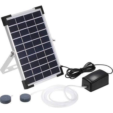 Kit De Pompe à Air à énergie Solaire, Panneau Solaire De 5 W, Pompe à Air, Tuyaux d'air Et Pierres D'aération pour Bassin De Pêche De Jardin (1/5)