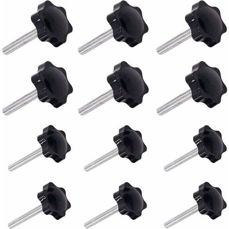 Ulisem12 Pièces M6 (32 ) × 40mm et M8 (38 ) × 40mm Poignée de Serrage à Filetage Mâle Gripandles vis Boutons Poignées Bouton étoile (1/4)