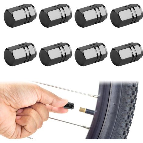 Irovami Bouchon de soupape alu lot 8 – Universel, hexagonal, anti-fuite – Idéal pour voiture, vélo, moto, camion (1/5)