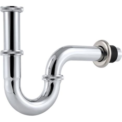 Siphon en Acier Inoxydable pour Lavabo, Universel 1-1/4" Tuyau D'évacuation Réglable,Lavabo Siphon Tubulaire-Chrome (1/5)