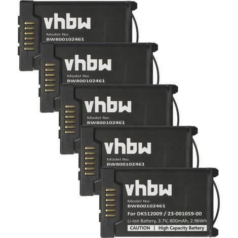 vhbw 5x Akku kompatibel mit Telekom Comfort Pro CM 500 schnurlos Festnetz Telefon (800 mAh, 3,7 V, Li-Ion)
