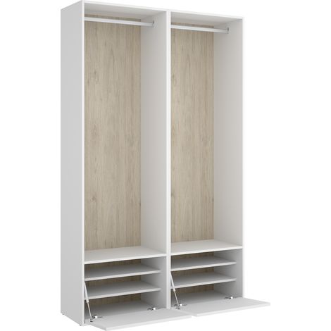 Pegane – Ensemble dressing penderie et range chaussures en bois mélaminé chêne naturel blanc – Dimensions 120x45x205 cm – Facile à installer (1/4)