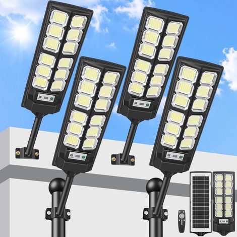 Lampadaire Solaire Exterieur,6500K LED Projecteur Solaire avec Détecteur de Mouvement,IP67 Étanche Puissant Lampadaire de Exterieur Spot Solaire Lumière de Sécurité pour Jardin/Chemin/Cour - 4 Pièces (1/5)