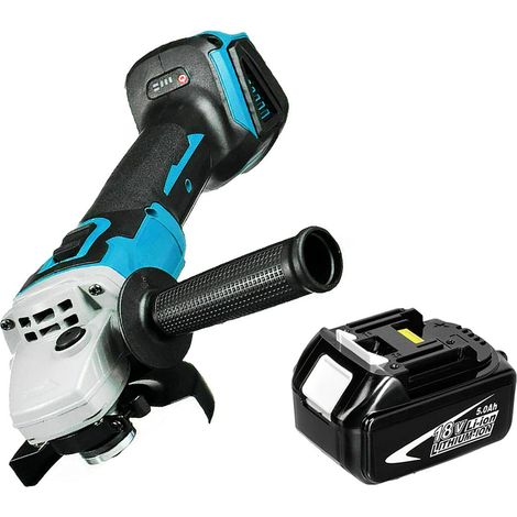 smerigliatrice angolare a batteria da 800 W , disco da taglio senza spazzole da 125 mm per tagliare e levigare + batteria 1x5500 mAh (senza caricabatterie),Compatibile con la batteria Makita