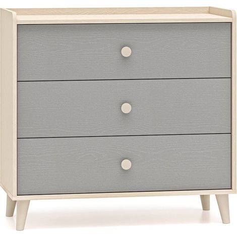 Cassettiera 3 cassetti Alycia beige - grigio - effetto marrone 85cm (1/5)