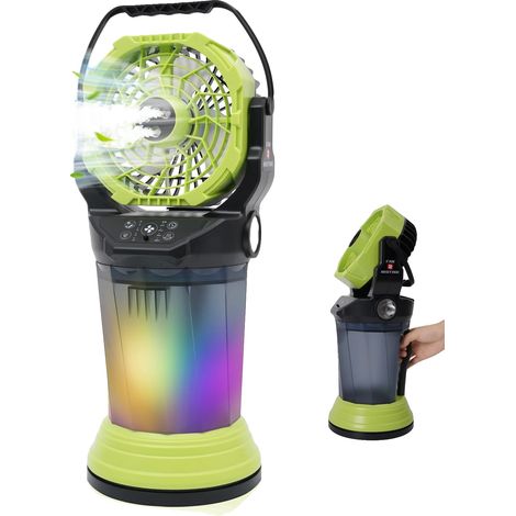 Ventilador nebulizador, multifuncional, diseño portátil, verde (1/2)