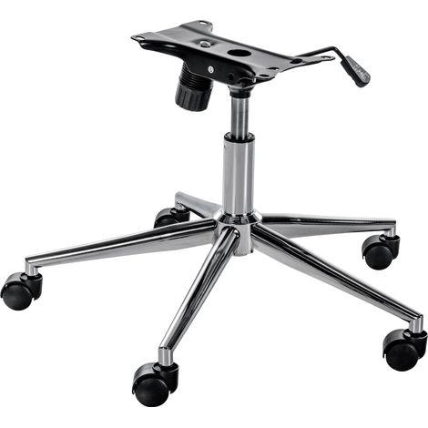 CLP – Piètement de remplacement pour chaise de bureau – Métal chromé – Réglable en hauteur 39-44,5 cm – 5 roulettes légères – Capacité 120 kg