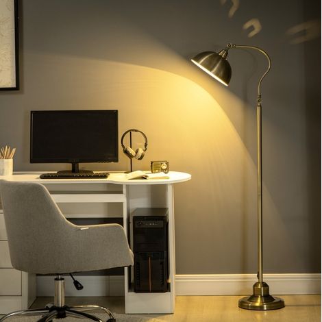 Lámpara de pie arqueada retro con pantalla orientable E27 acabado bronce DESVIAE (1/5)