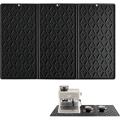 Tapis Egouttoir Vaisselle, Silicone Tapis Machine a Cafe pour Cuisine Bar, Pliable Antidérapant Résistant à la Chaleur Résistant à L'usure et Durable Facile à Nettoyer, 6040CM Noir (1/5)
