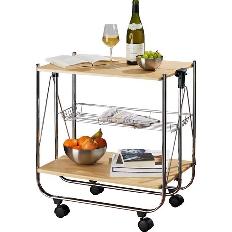 Wenko Deluxe Dinett chariot de service bois d'érable (1/4)