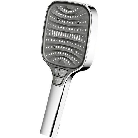 Pommeau de douche à main haute pression 8 jets avec interrupteur tactile type piano, buses en silicone anti-obstruction argentées (1/5)