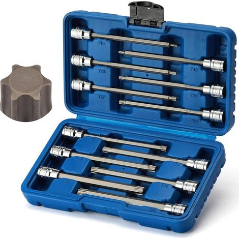 Steckschlüsselsatz Torx extra lang 3/8" Antrieb T10-T60 150mm CR-V S2 Stahl 12tlg. (1/5)
