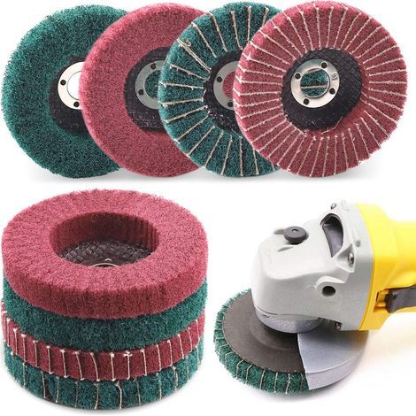 Lot de 8 disques à lamelles en fibre de nylon pour meuleuse d'établi, 10 cm,grain 120,180,240,320,disque de ponçage abrasif pour outils de polissage (1/5)