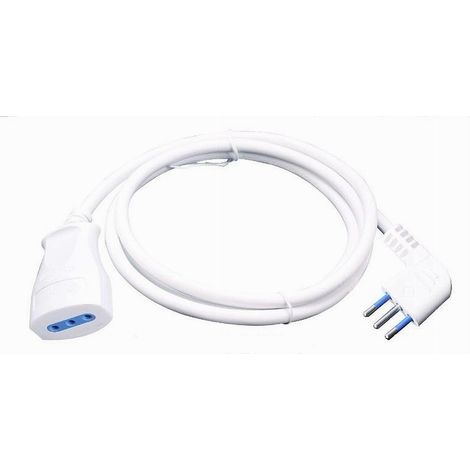 Extension Linéaire Blanche 5 Mt Avec Fiche 10a 2p + T + 10a 2p + Câble De Jupe 90 ° 83271 (1/2)