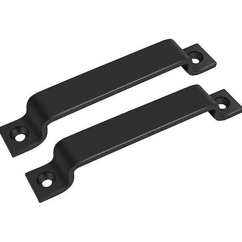180mm-bouton De Porte De Grange, Poigne De Porte, Poigne De Tiroir De Garde-robe Coulissante Pour Abri De Garage - Aluminium Noir 2 Pices (1/5)