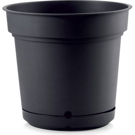 Vaso Ø48x43 cm in Polipropilene con Riserva d'Acqua e Sottovaso Tulli Hydral Elements 48 Antracite (1/4)