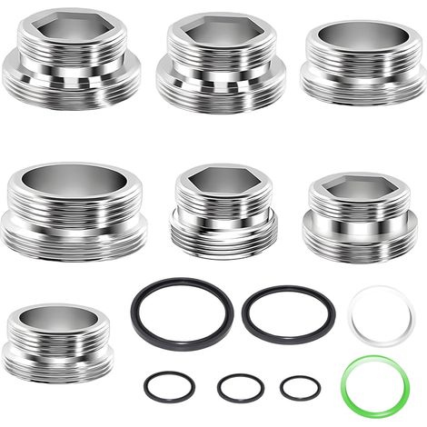 Lot de 7 Adaptateur Robinet Tuyau avec Joints, à Double Embout Fileté Extérieur, pour Accessoires de Robinet de Cuisine et Tuyau d'arrosage (1/5)