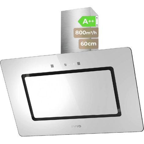 EVVO Campana extractora 60 cm decorativa CE43 White, 800 m³/h, táctil y gestual, filtro aluminio y carbón, eficiencia A++ (1/4)
