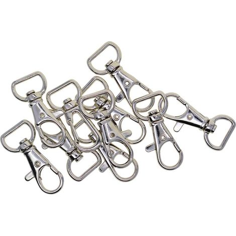 Anneaux demi-ronds pivotants avec mousqueton, lot de 10, argentés, 1,5 cm (1/5)