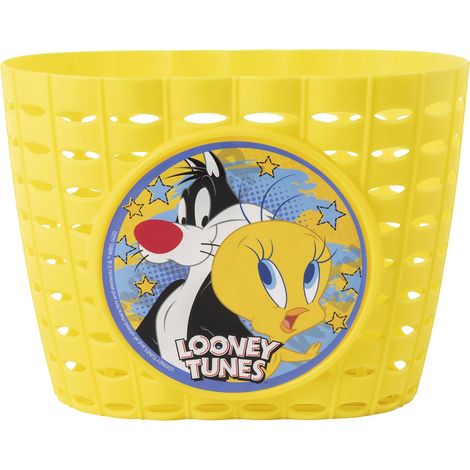 Cestino portaoggetti ciclo bambino bambina Looney Tunes Titti Silvestro azzurro giallo accessorio bici (1/4)