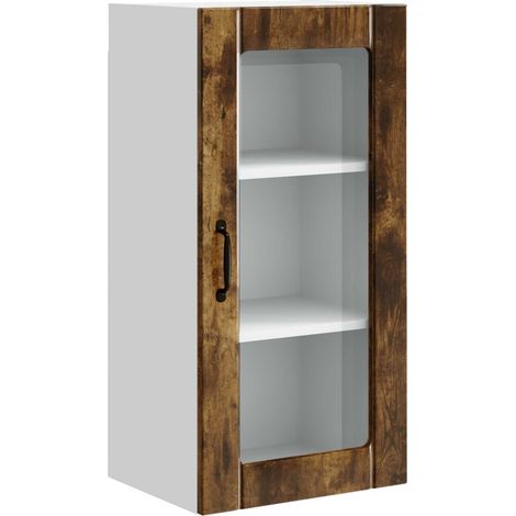 Maison Exclusive - Mobile in vetro da parete PORTO Rovere fumé 40 x 31 x 80 cm (1/5)