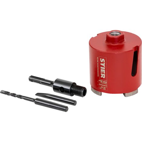 STIER Dosensenker-Satz M16 SDS, 82 mm, für Steckdosen und Verteilerdosen, hohe Haltbarkeit, Bohrkrone, Dosenbohrer