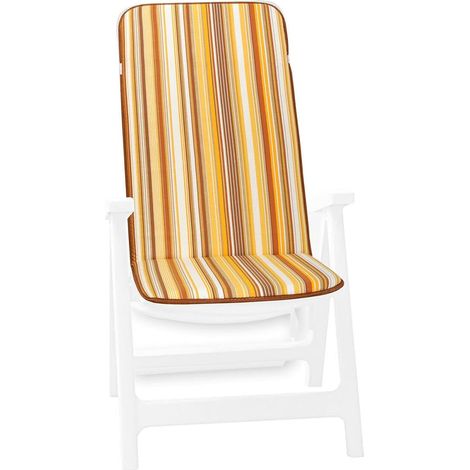 Cuscino Sedia Poltrona A Righe Coprisedia Schienale Pieghevole Morbido 100% Made in Italy - Giallo