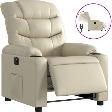 Fauteuil inclinable électrique en similicuir beige (1/5)
