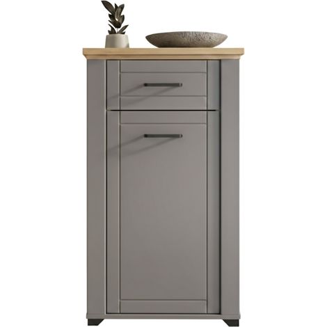 Mobile da Ingresso Rogeno, un Cassetto, 2 Ripiani, Un'anta, 60.5x41x105h cm Grigio