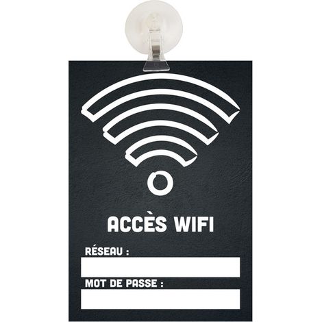 Panneau PVC "ACCÈS WIFI" fond noir format A5 avec fixation ventouse (1/5)
