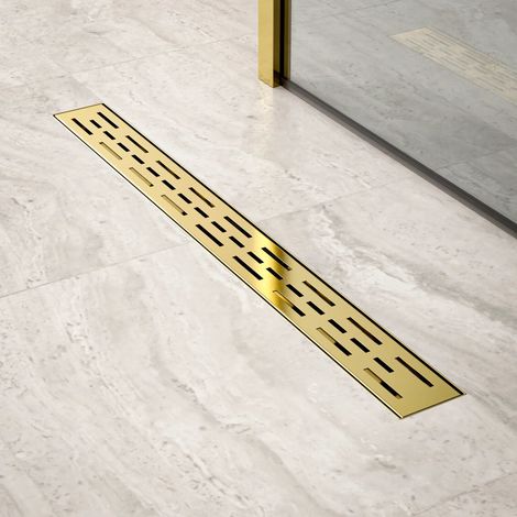 Duschrinne – 70 cm – Gold – Standardrost – Edelstahl – mit (1/4)