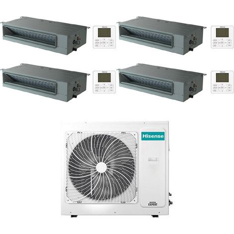Climatizzatore Condizionatore Hisense Canalizzabile R32 Quadri Split Inverter 9000 + 9000 + 9000 + 9000 BTU con U.E. 4AMW81U4RJC Classe A++/A+ (1/2)